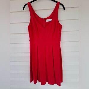Amanda Uprichard Red Ponte Pleated A-Line Dress Size 8